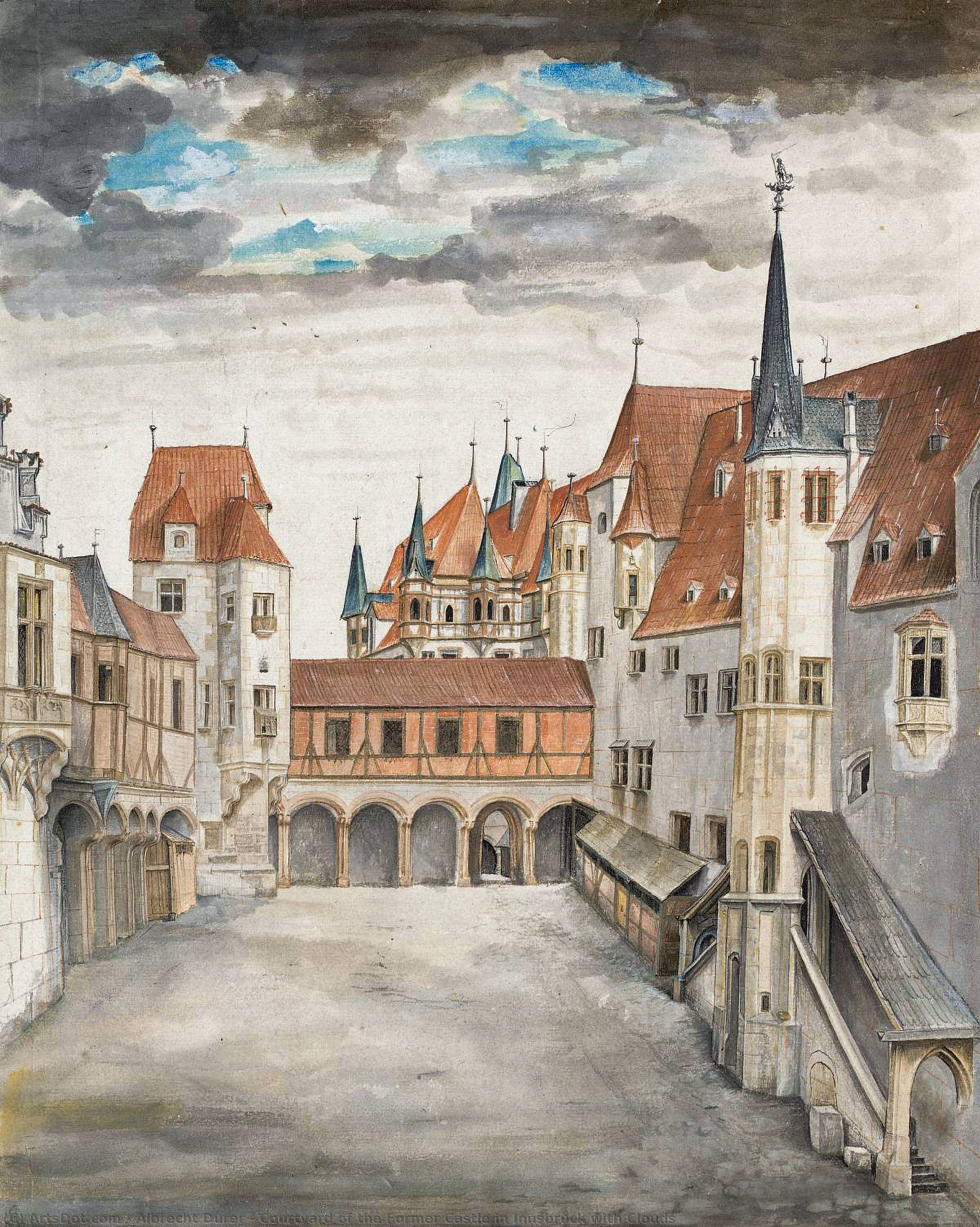 Patio Del Antiguo Castillo De Innsbruck Con Nubes — Albrecht Dürer