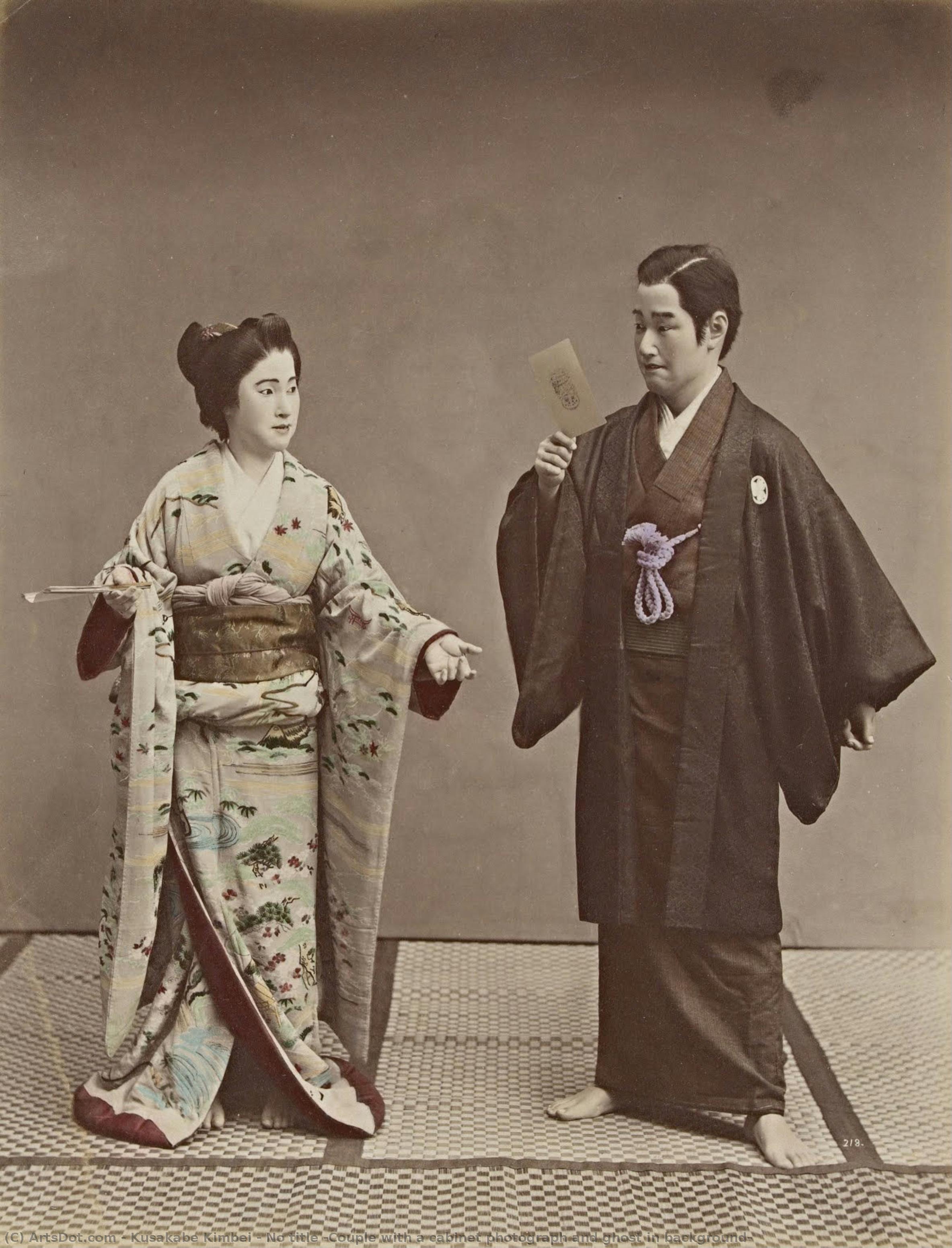 No Title (couple With A Cabinet Photograph And Ghost In Background) — Kusakabe Kimbei