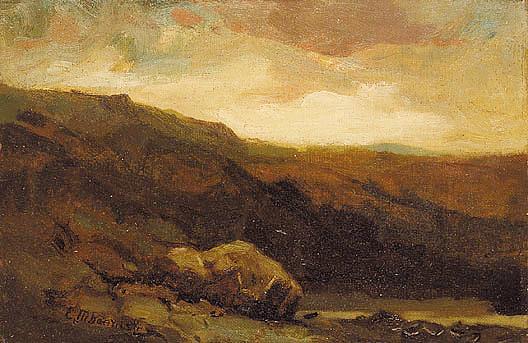 Untitled (mountainous Landscape With Rock And Stream In Foreground), (painting) — Edward Mitchell Bannister