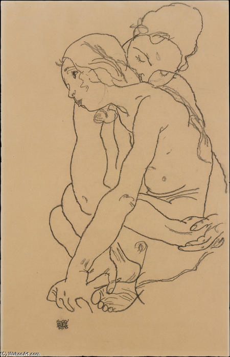 Two Women Embracing — Шиле