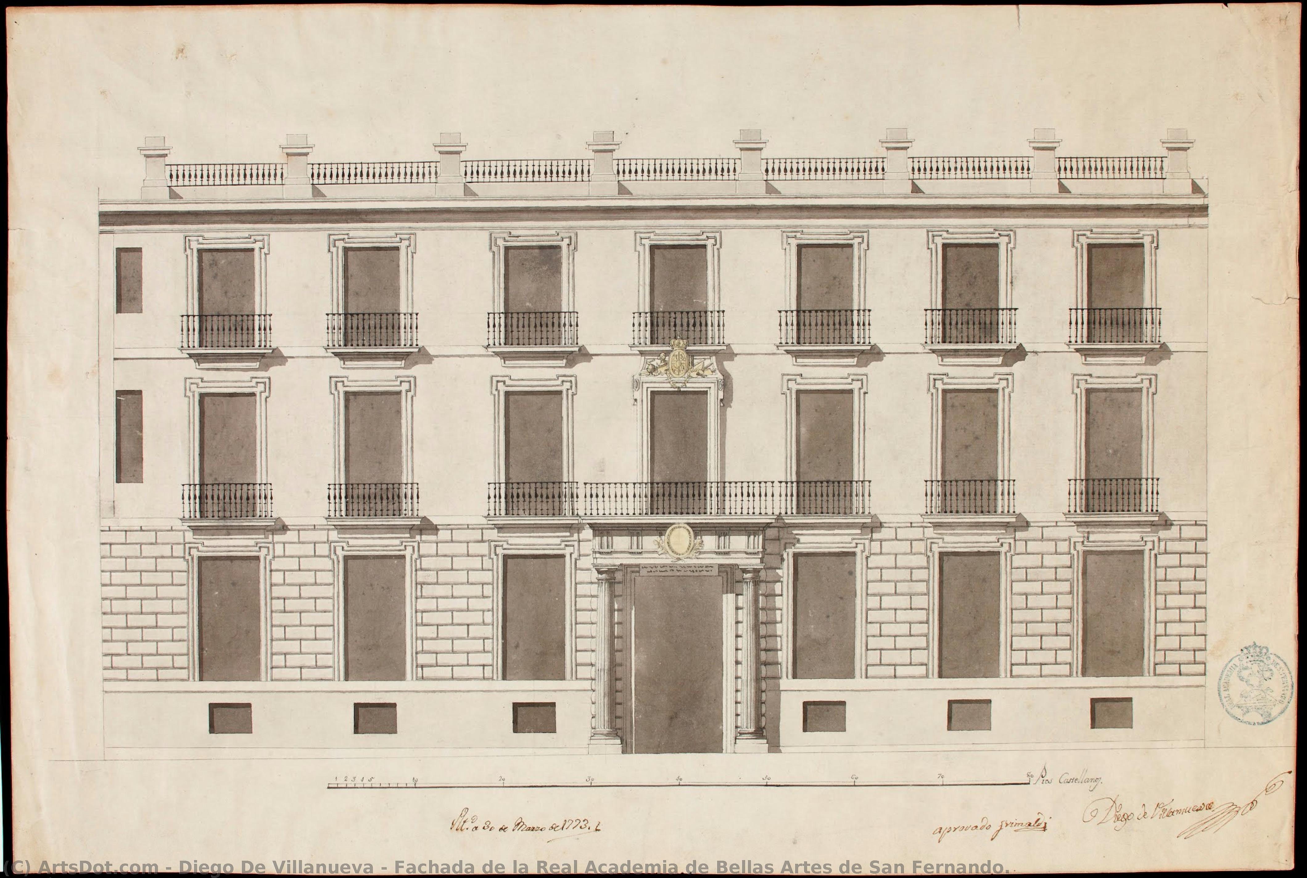 Fachada De La Real Academia De Bellas Artes De San Fernando. — Diego De Villanueva
