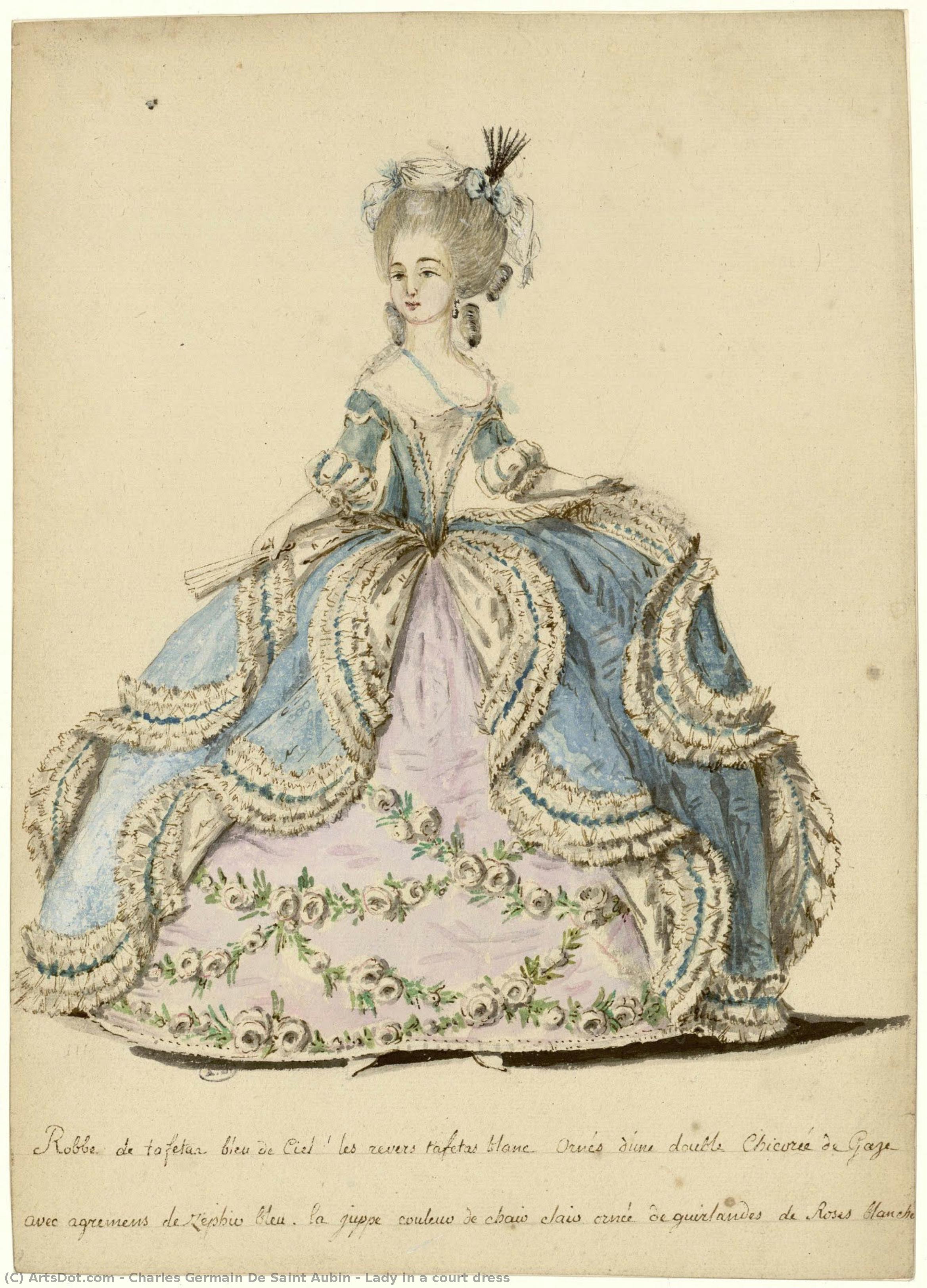 Lady In A Court Dress — Charles Germain De Saint Aubin