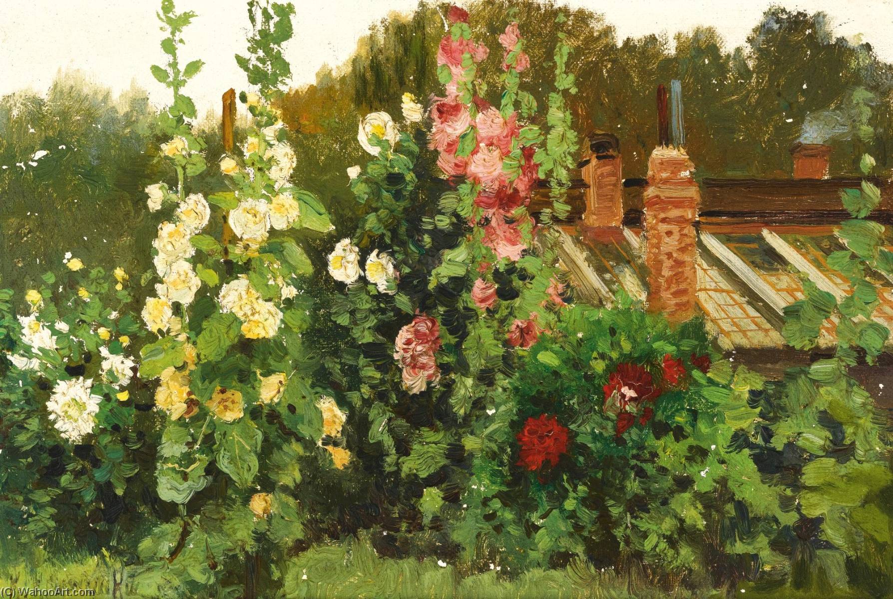 Hollyhocks — Konstantin Yakovlevich Kryzhitsky