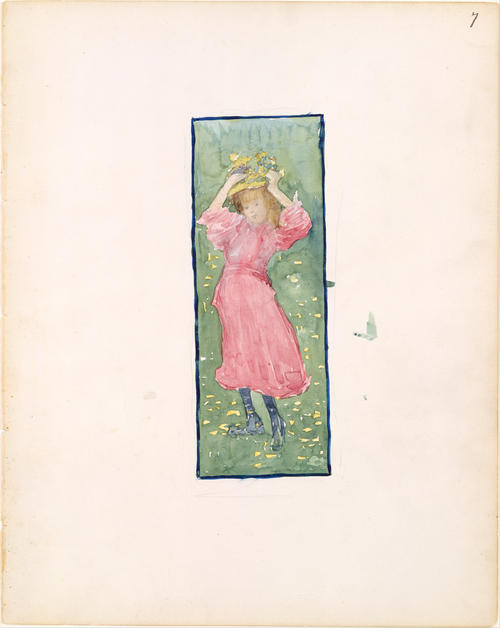 A Girl Holding Her Hat — Maurice Brazil Prendergast