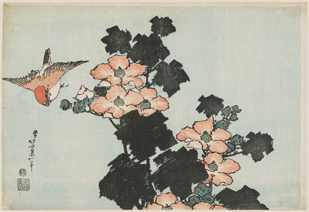Hibiscus And Sparrow — Katsushika Hokusai