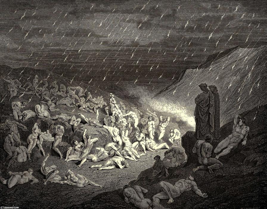 The Inferno, Canto 14, Line 37-39. Unceasing Was The Play Of Wretched Hands, Now This, Now That Way Glancing, To Shake Off The Heat, Still Falling Fresh. — Paul Gustave Doré
