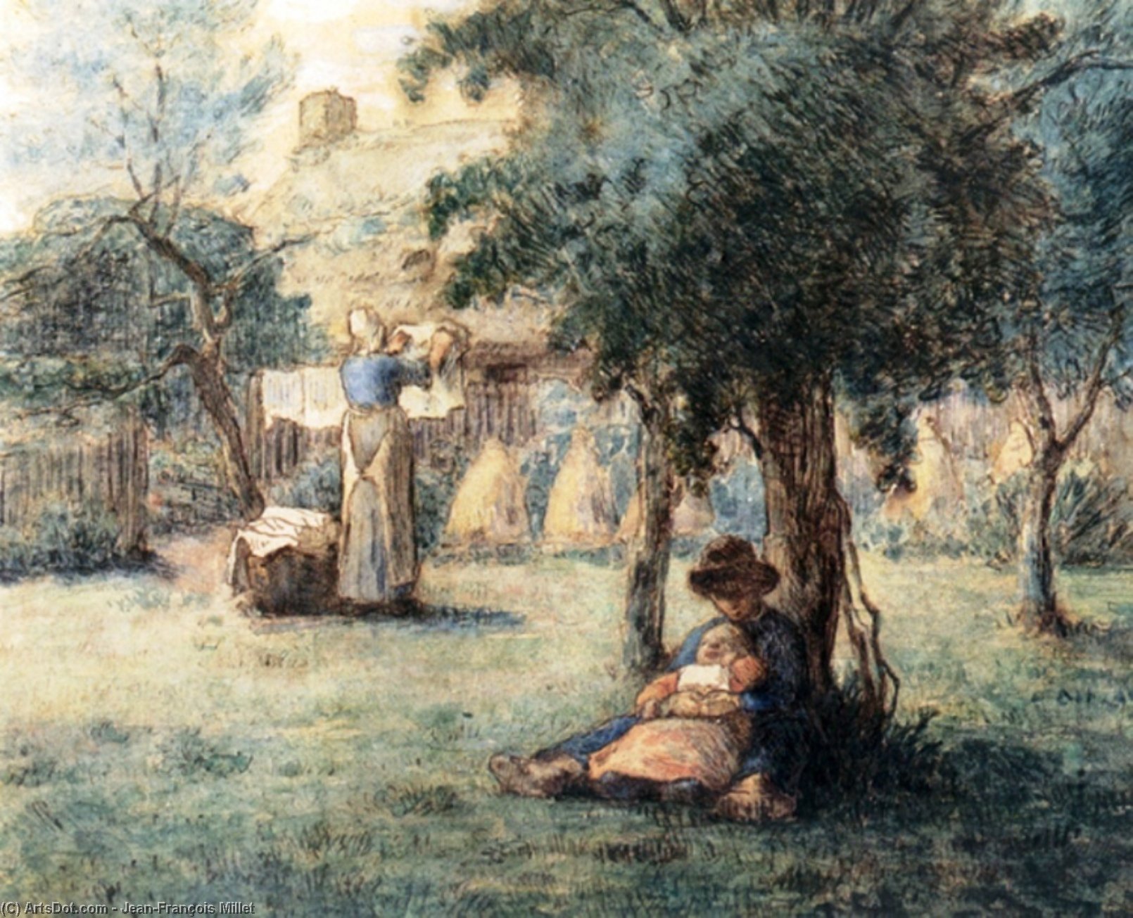 Femme Etandant Sonlinge — Jean-françois Millet