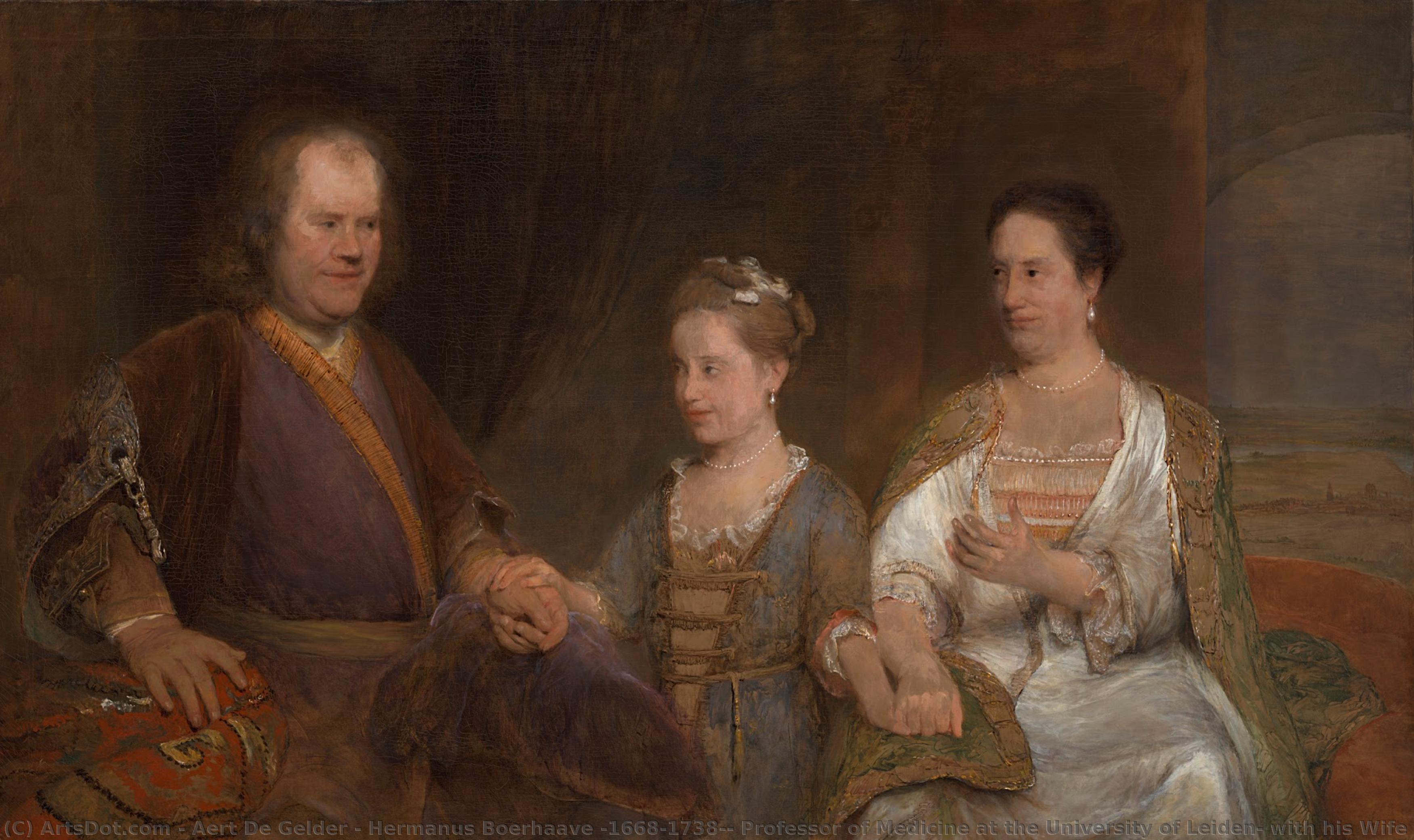 Hermanus Boerhaave (1668-1738), Professor Of Medicine At The University Of Leiden, With His Wife Maria Drolenvaux (1686-1746) And Their Daughter Johanna Maria (1712-91), Aert De Gelder, 1720 - 1725 — Aert De Gelder