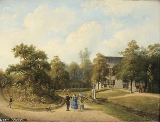 An Elegant Company Promenading In The Garden Of A Country House — Paul Joseph Constantine Gabriel