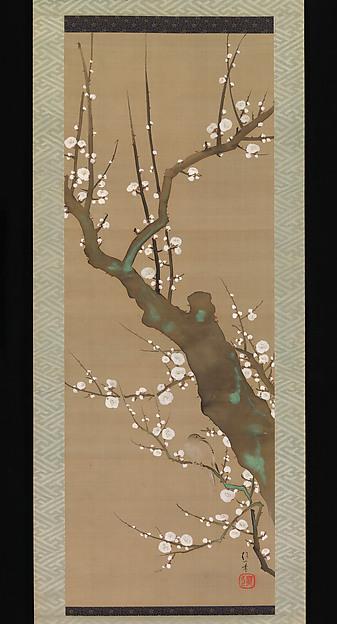 White Plum Blossoms And Nightingale — Сакай Хōицу