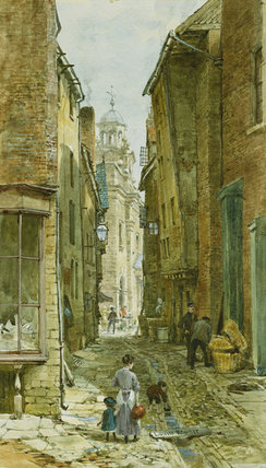 Figures In Harp Lane, Ludlow — Louise Rayner