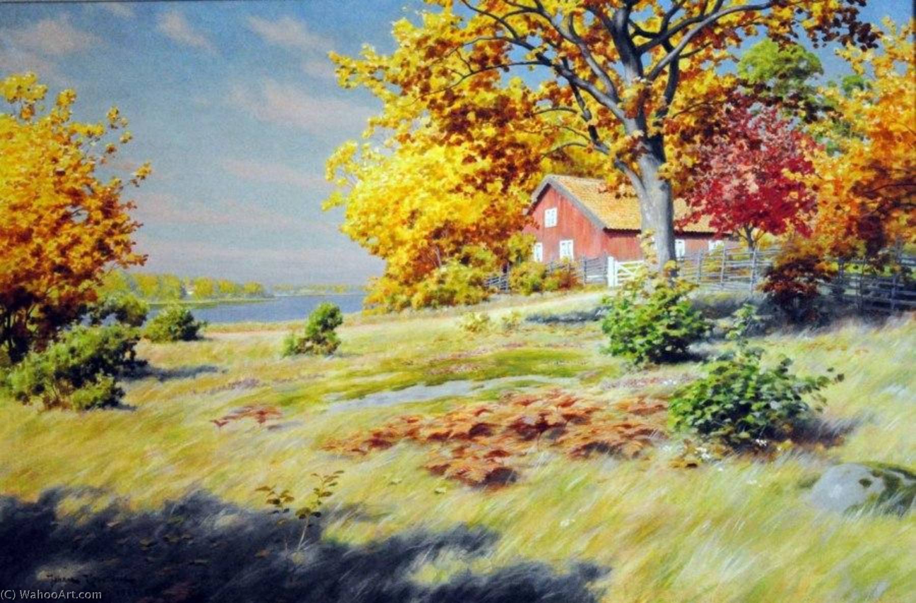 Farm In Autumn Landscape — Johan Krouthén