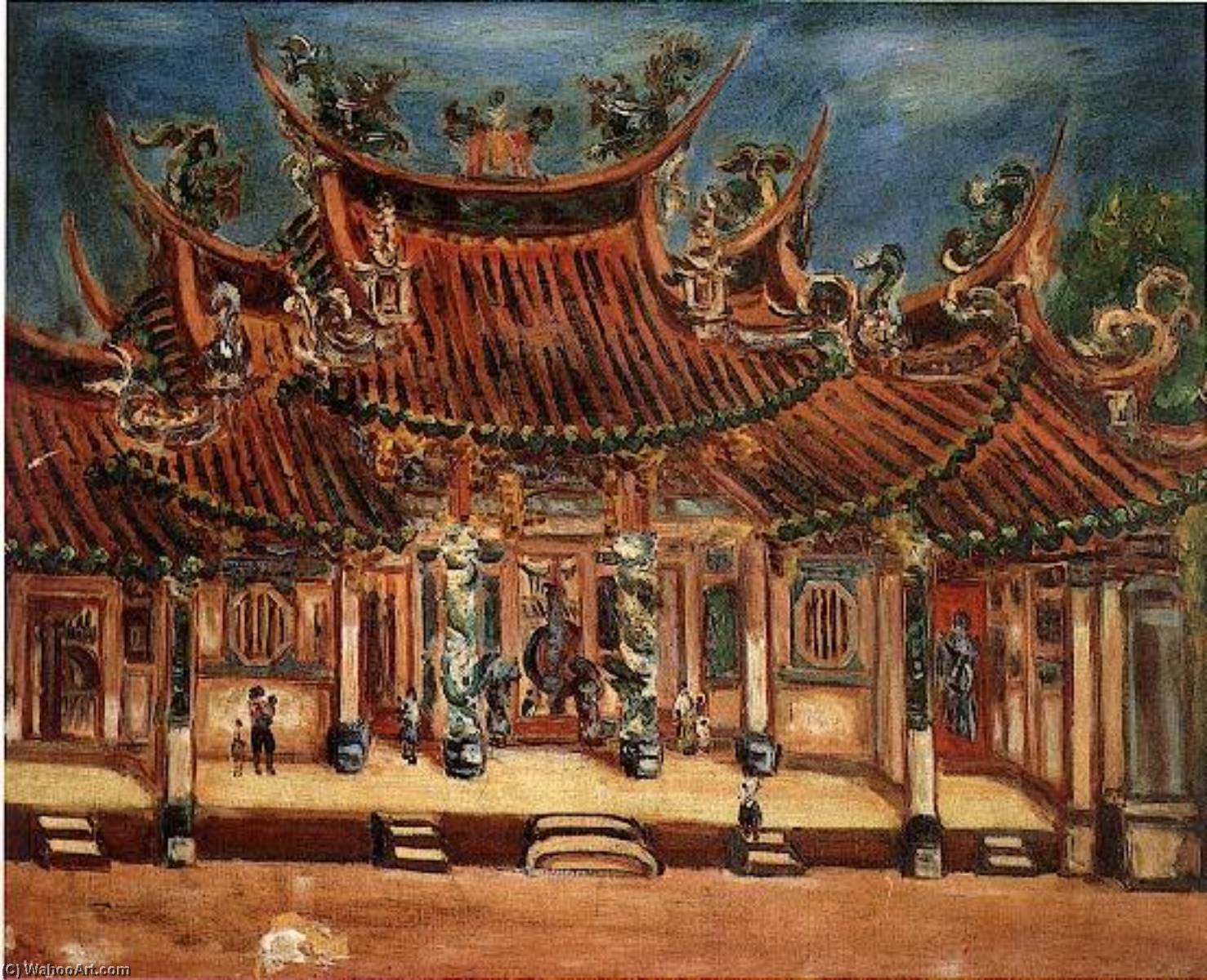 English Entrance Of Temple Chen Cheng Po Date Unknown Canvas Oil Painting 59×70.5 Cm 中文 廟口 陳澄波 年代未詳 畫布‧油彩 59×70.5 Cm。 — Chen Cheng Po