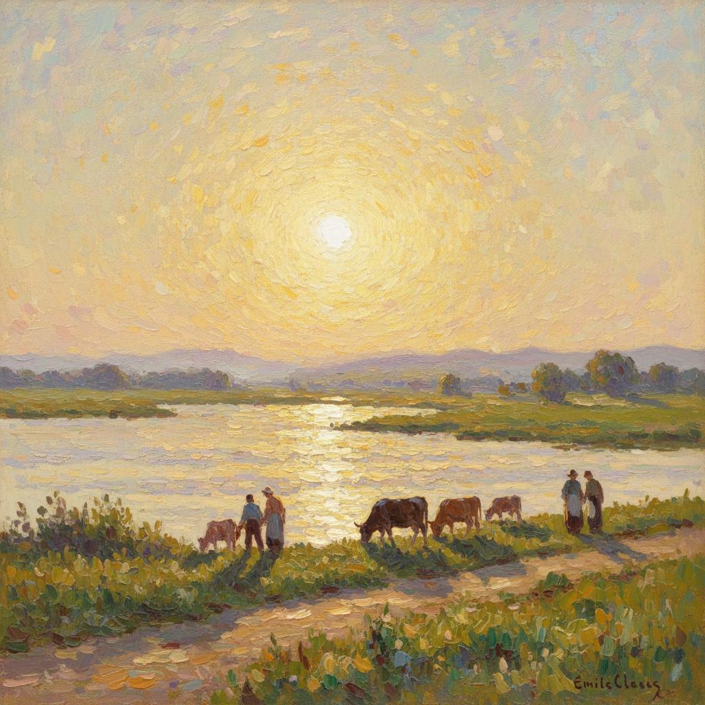 Goldene Träumerei: Pastorales Licht Am Flussufer — Caroline Dumas
