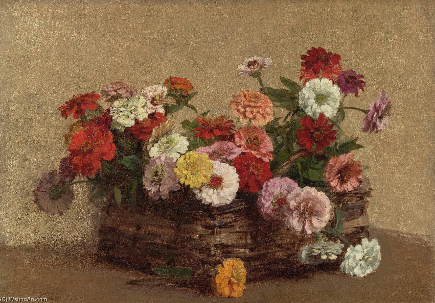 Panier De Zinnias — Victoria Fantin Latour Née Dubourg