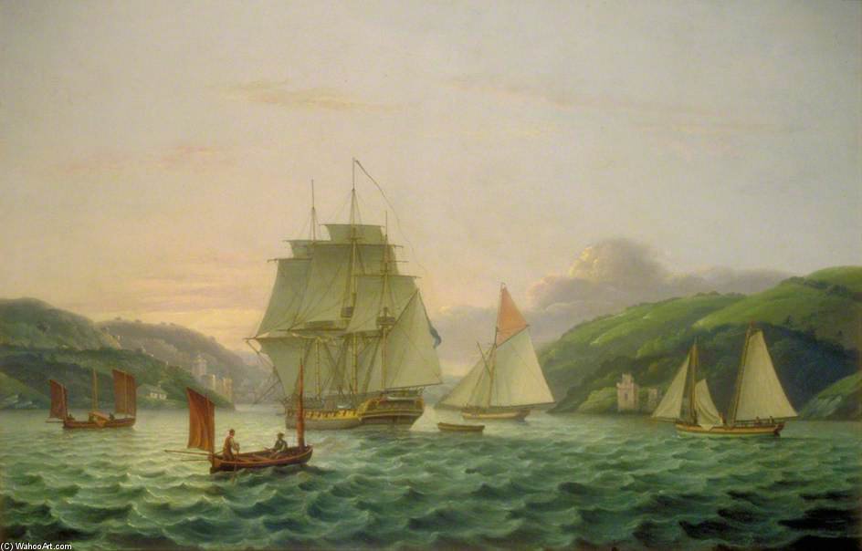 Seascape, Men O' War At Dartmouth — Thomas Luny