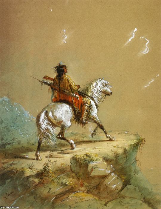 Crow Indian On The Lookout — Alfred Jacob Miller