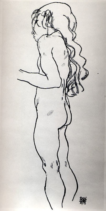 Standing Nude Girl, Facing Left — エゴン・シエレ