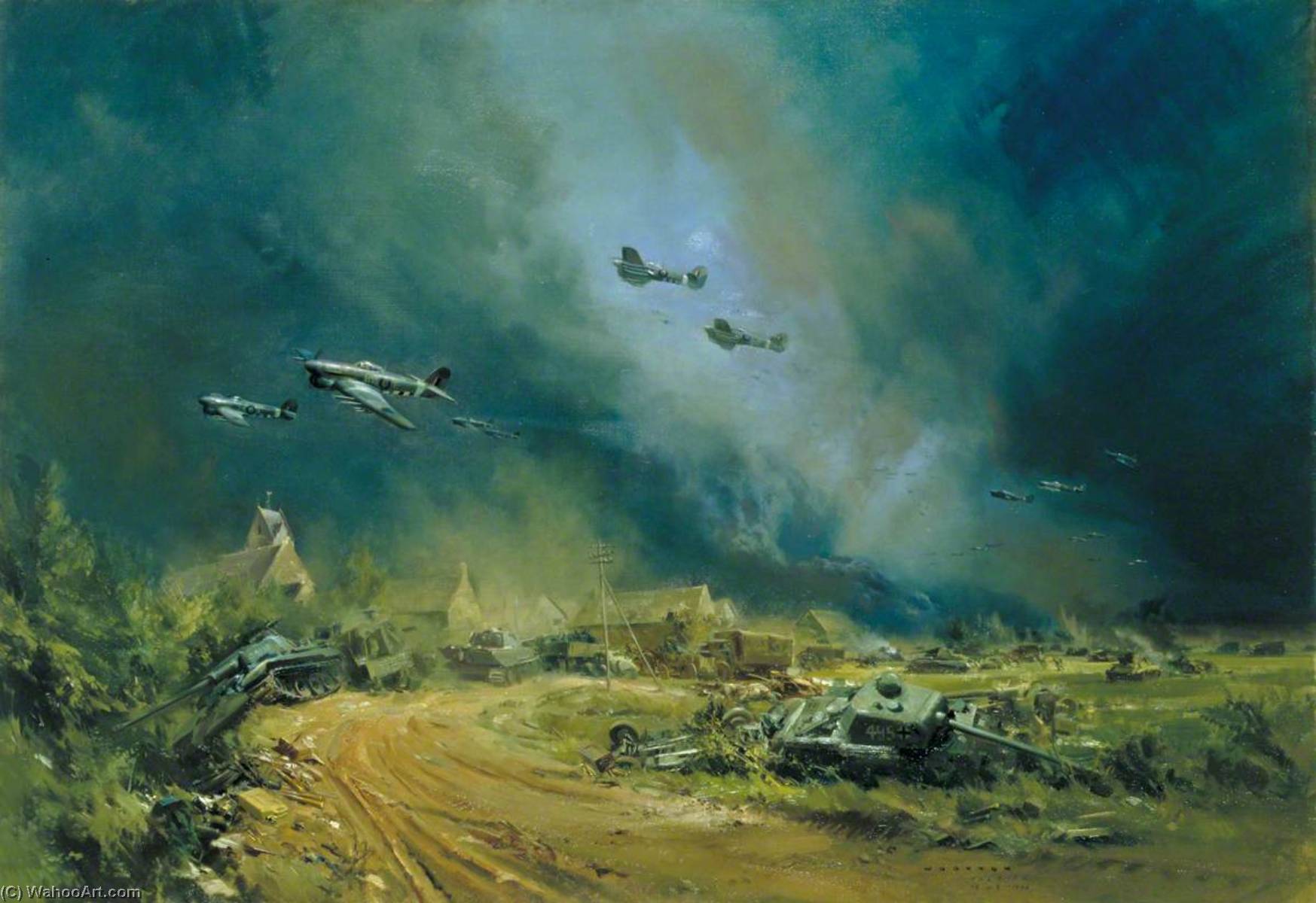 Rocket Firing Typhoons At The Falaise Gap, Normandy — Frank Wootton