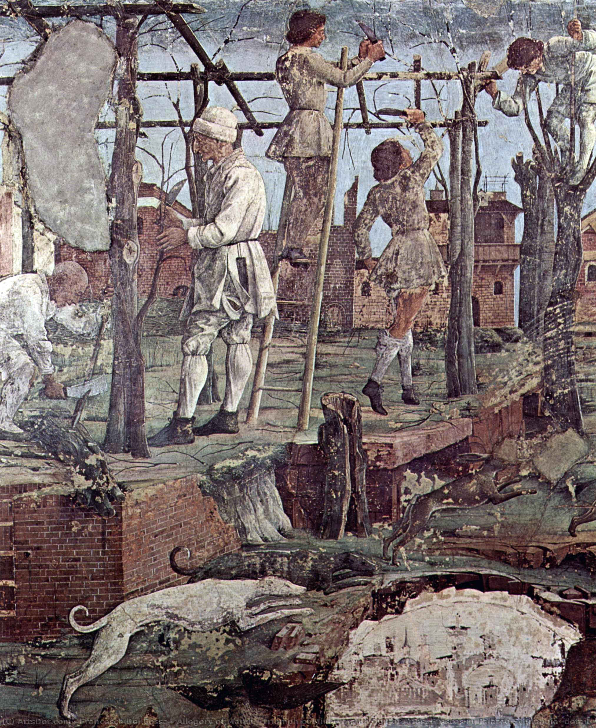 Allegory Of March – Triumph Of Minerva And Sign Of Aries. Frescos In Palazzo Schifanoia (detail) — Francesco Del Cossa