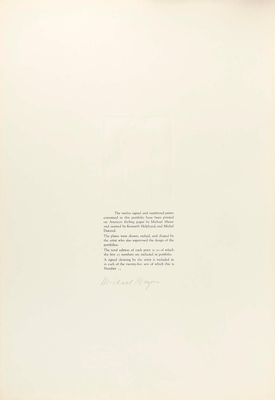 (the Artist And Model, Portfolio) Edition Sheet — Michael Mazur
