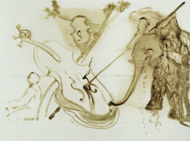 Krieger Auf Einem Elefanten Überwältigend Eine Zello — Salvador Dalí