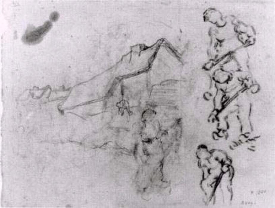 Sketches Of A Cottage And Figures — Vincent Willem Van Gogh