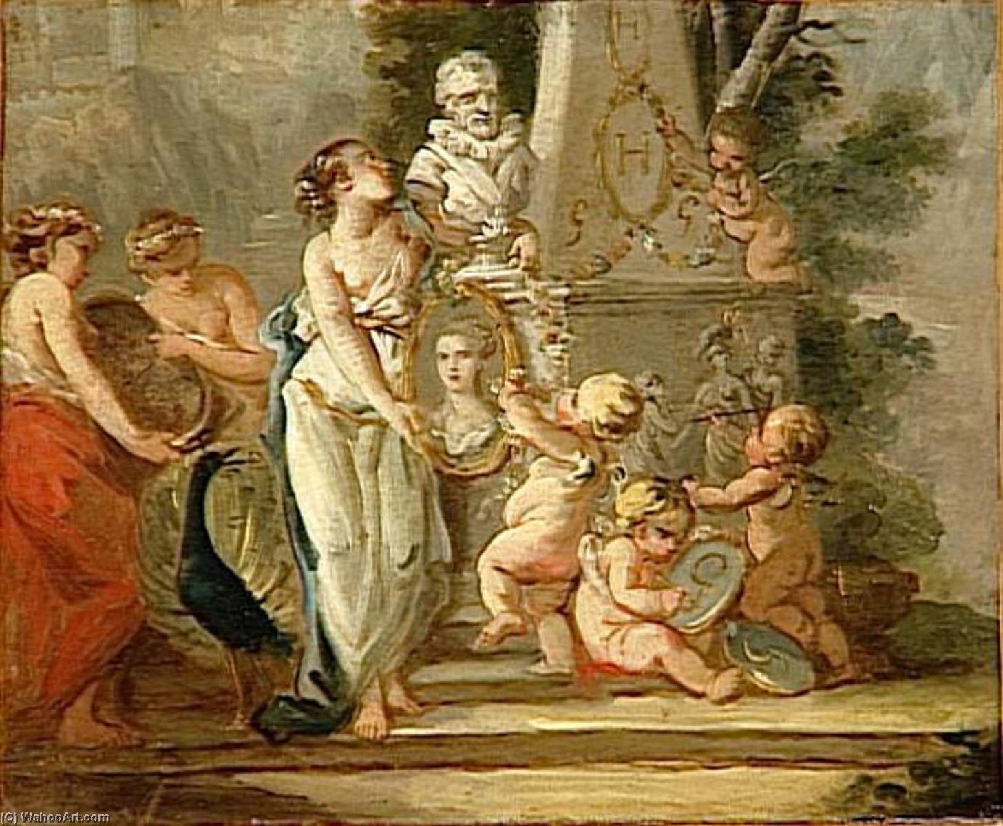 Allégorie Autour Du Buste D'henri Iv Et D'un Médaillon Représentant La Comtesse De Gramont — Nicolas Guy Brenet