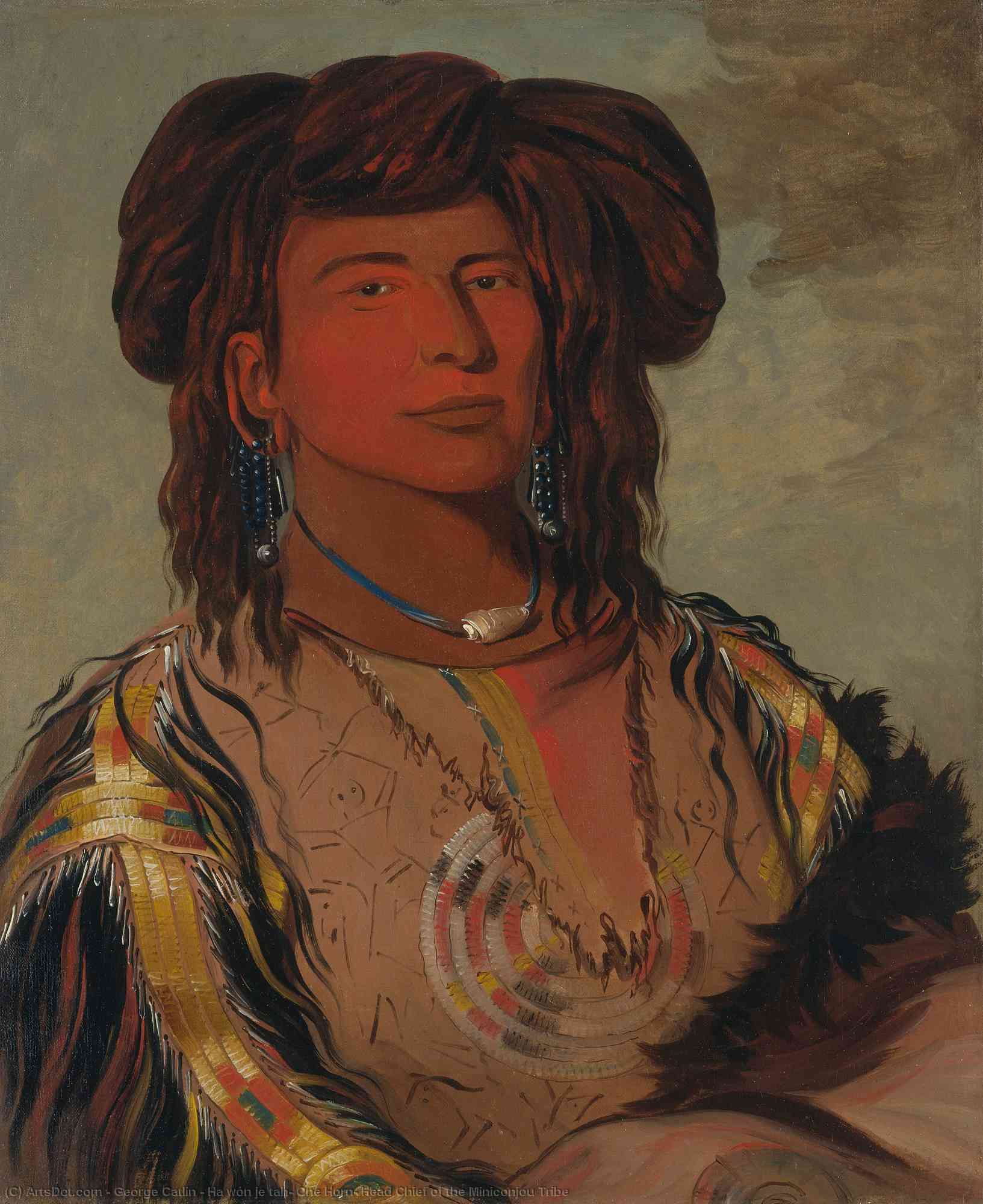Ha Wón Je Tah, One Horn, Head Chief Of The Miniconjou Tribe — George Catlin