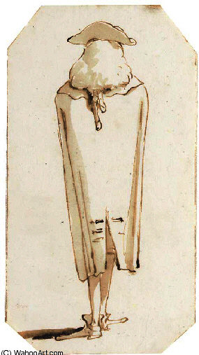 Caricature Of A Man Seen From Behind Wearing A Tricorn And A Long Coat — Giambattista Tiepolo
