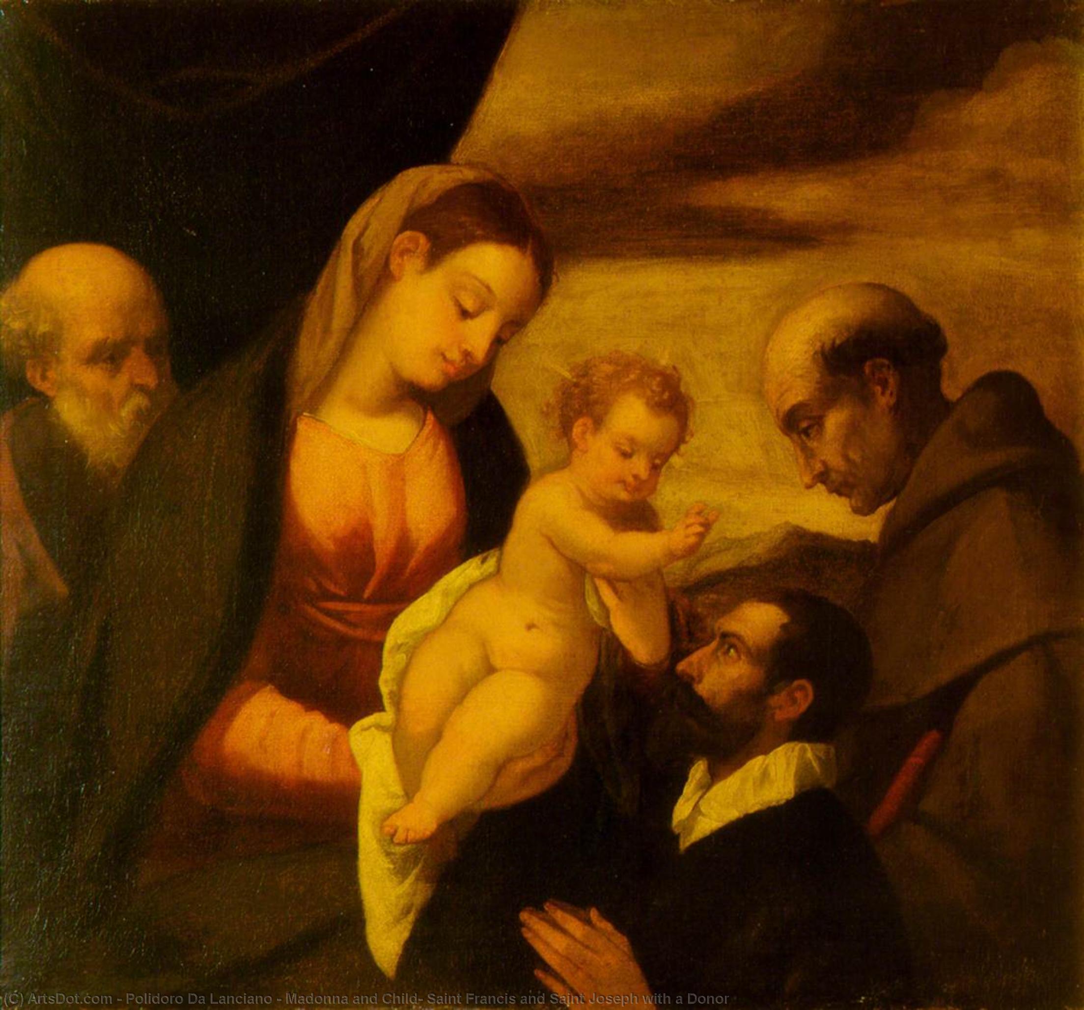 Madonna And Child, Saint Francis And Saint Joseph With A Donor — Polidoro Lanzani
