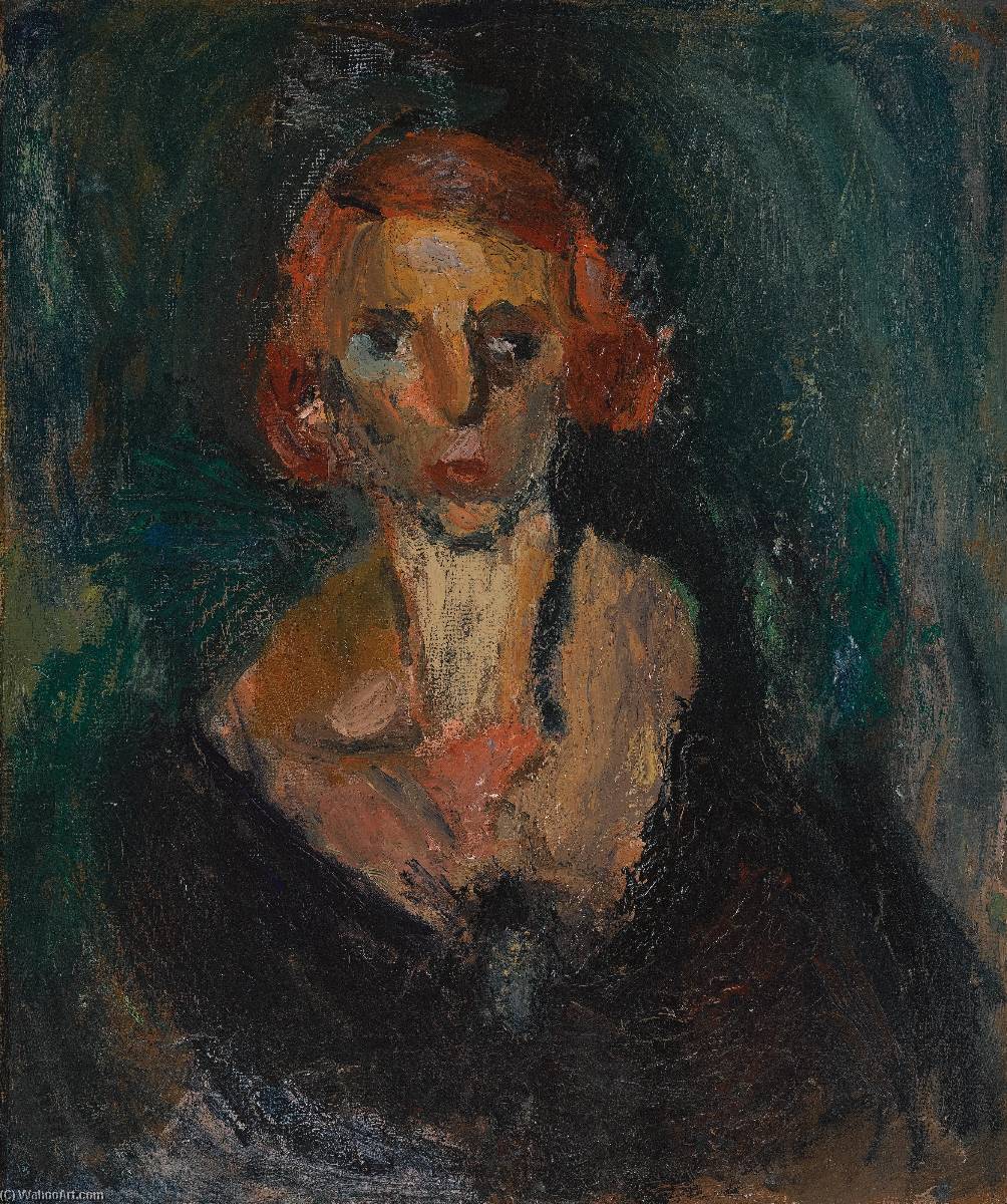 Frau Mit Grünem Hintergrund (modell Ria Bouzianis) (lady With Green Background (ria Bouzianis)) — Georgios Bouzianis