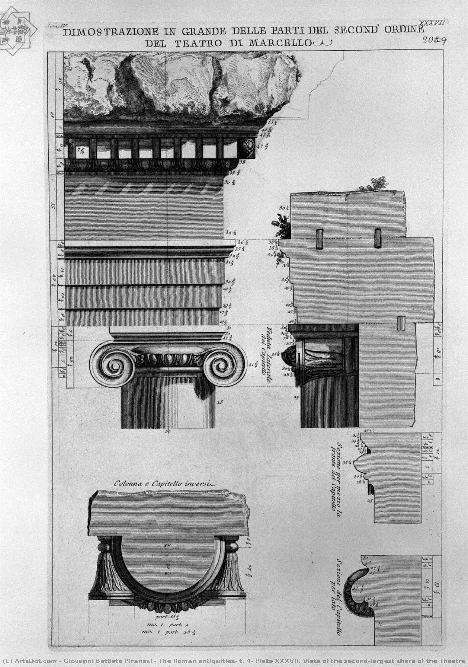 The Roman Antiquities, T. 4, Plate Xxxvii. Vista Of The Second-largest Share Of The Theatre Of Marcellus. — Giovanni Battista Piranesi