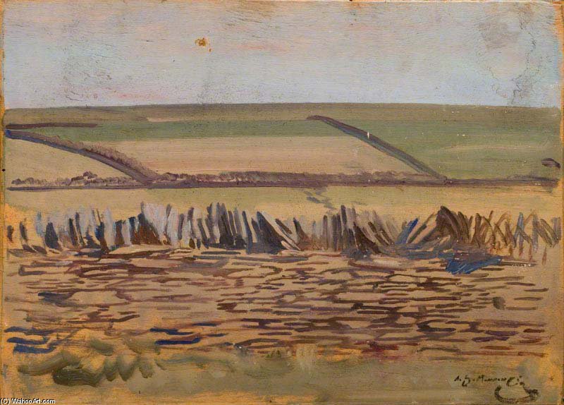 An Exmoor Landscape With A Wall — Sir Alfred James Munnings