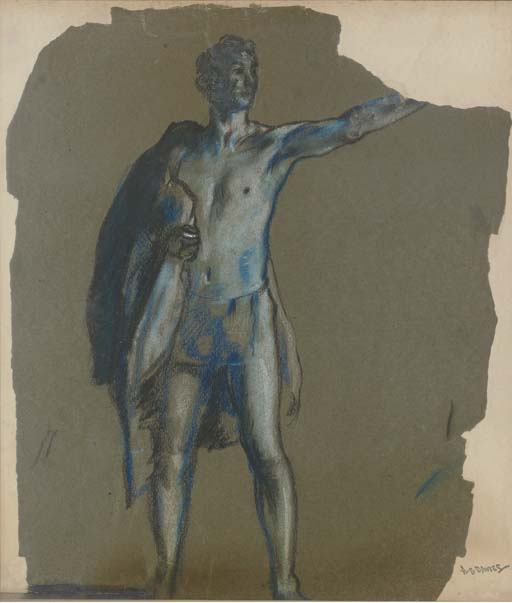 A Male Nude With Drapery Over His Right Shoulder And His Left Arm Outstretched — Arthur B. Davies