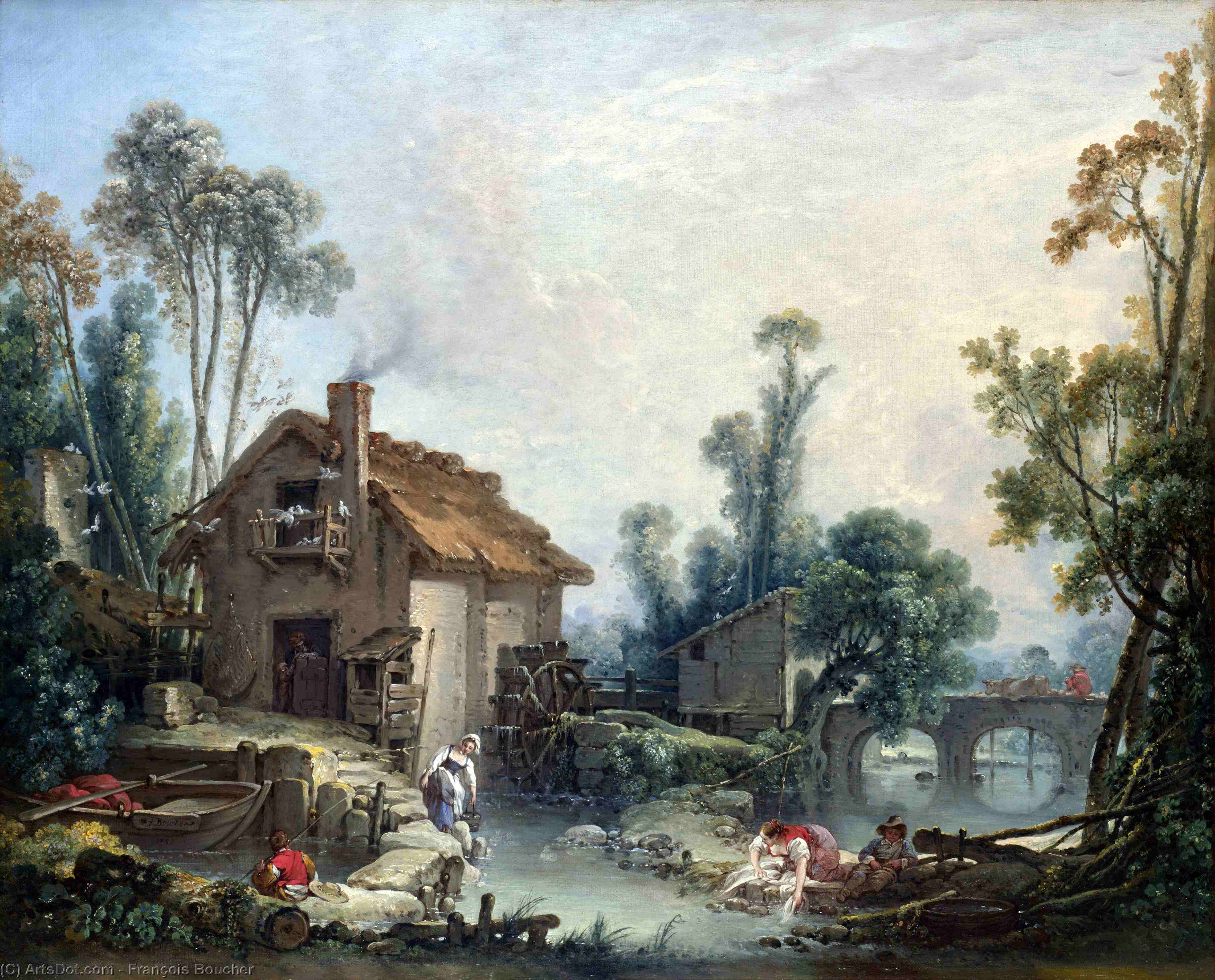 Landscape With A Watermill — フランソワ・ブーシェ