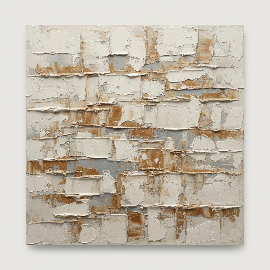 Fragmented Earth: A Monumental Study In Ochre And Sculptural Impasto Texture — David Moreau