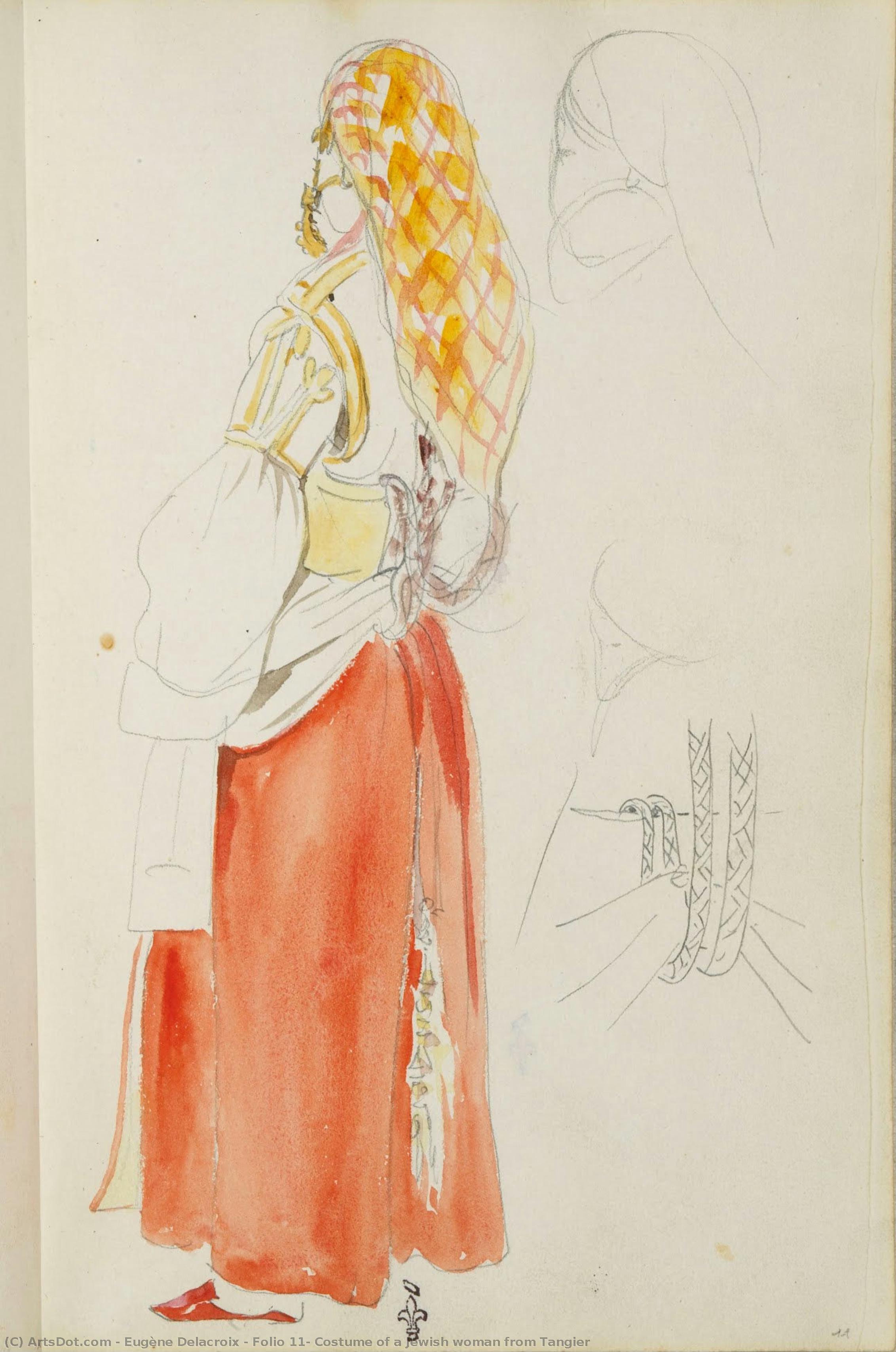 Folio 11, Costume Of A Jewish Woman From Tangier — Eugène Delacroix