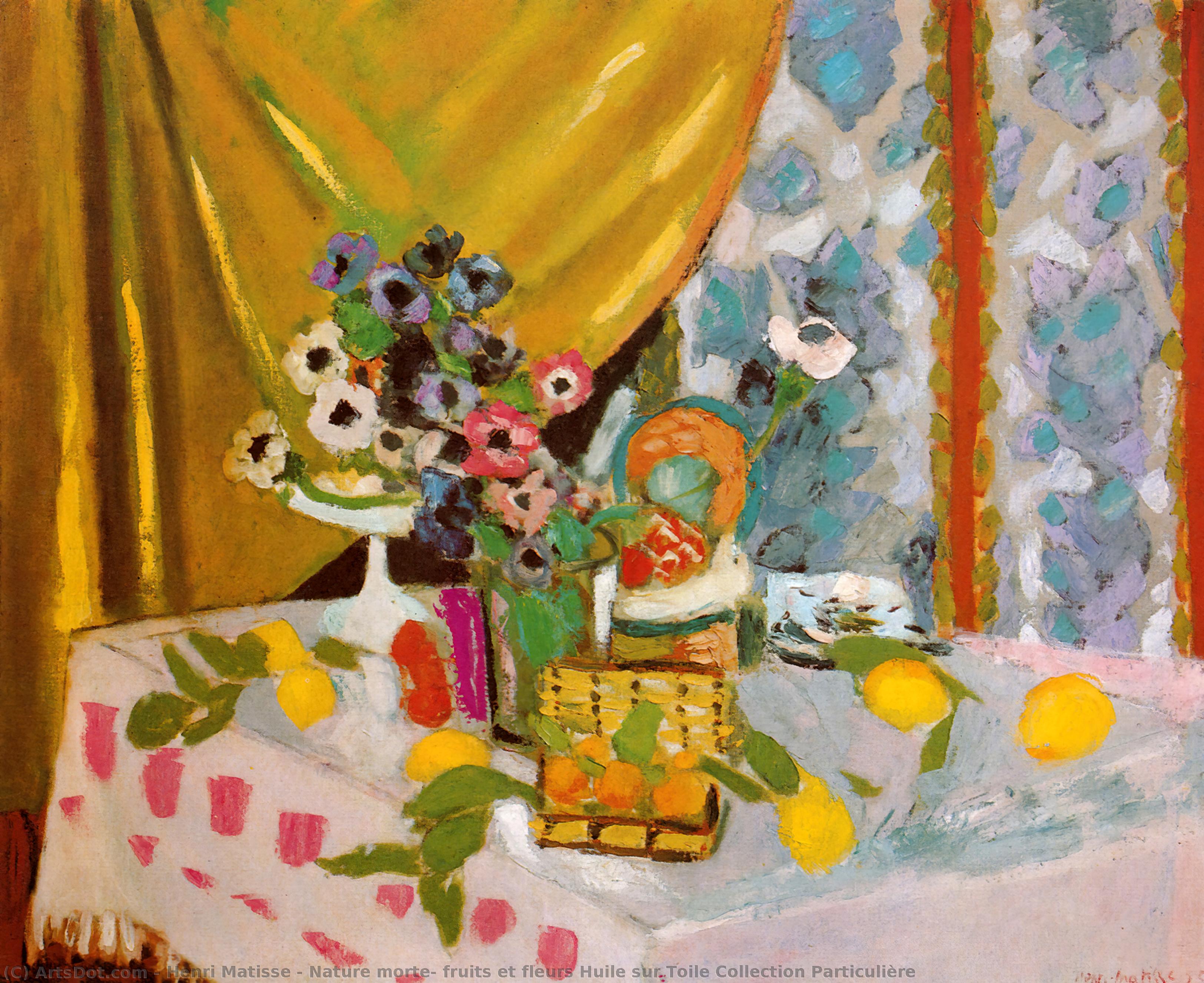 Nature Morte, Fruits Et Fleurs Huile Sur Toile Collection Particulière — Henri Matisse
