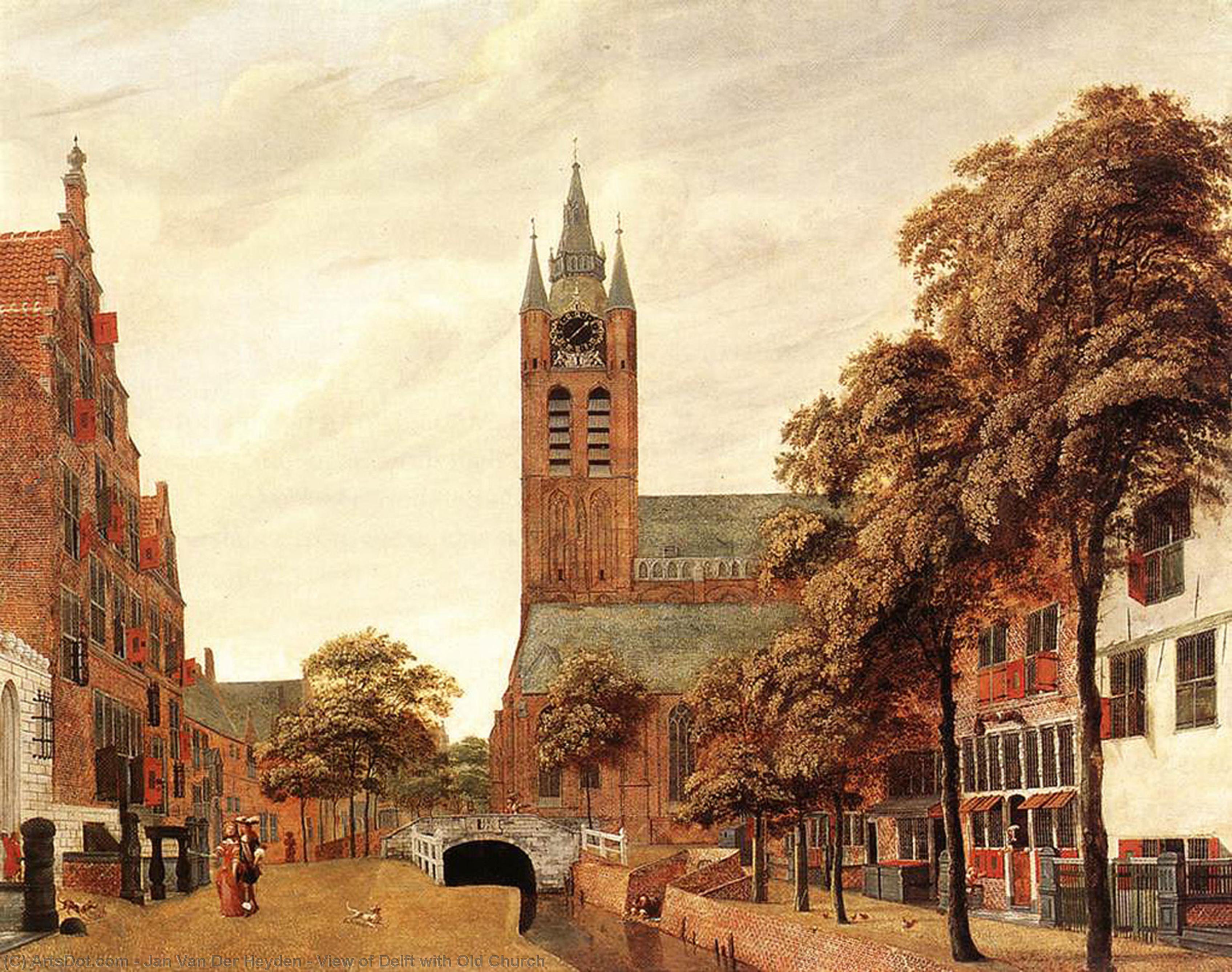 View Of Delft With Old Church — Jan Van Der Heyden