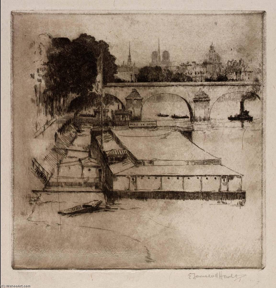 (paris Scene Boats In River) — Edward Townsend Howes