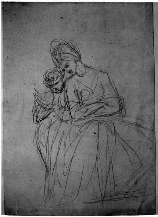 Seated Woman With Child Standing Behind Her — George Romney