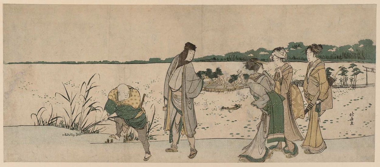 On The Shore Of Shinobazu Pond — Katsushika Hokusai
