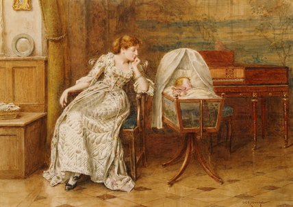 An Interior With A Mother And Child — George Goodwin Kilburne