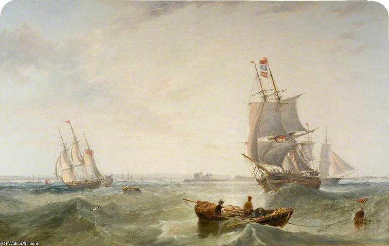 Shipping On The Solent, Off Calshot Castle — John Wilson Carmichael