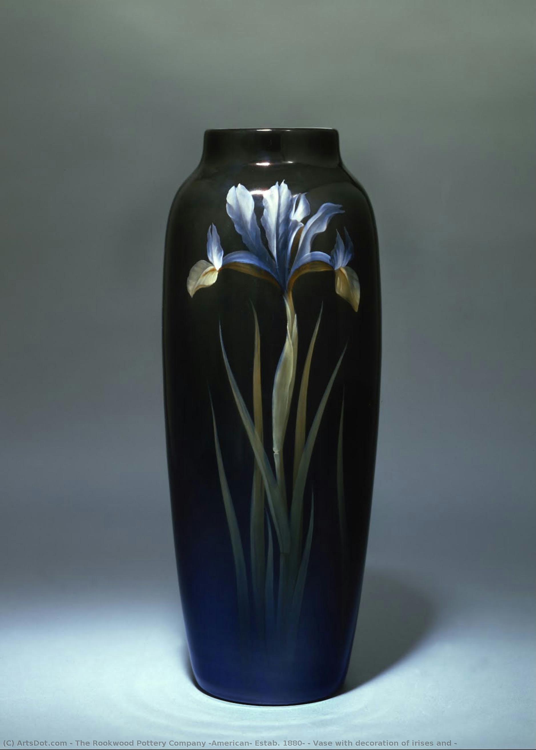 Vase With Decoration Of Irises And — The Rookwood Pottery Company (american, Estab. 1880)