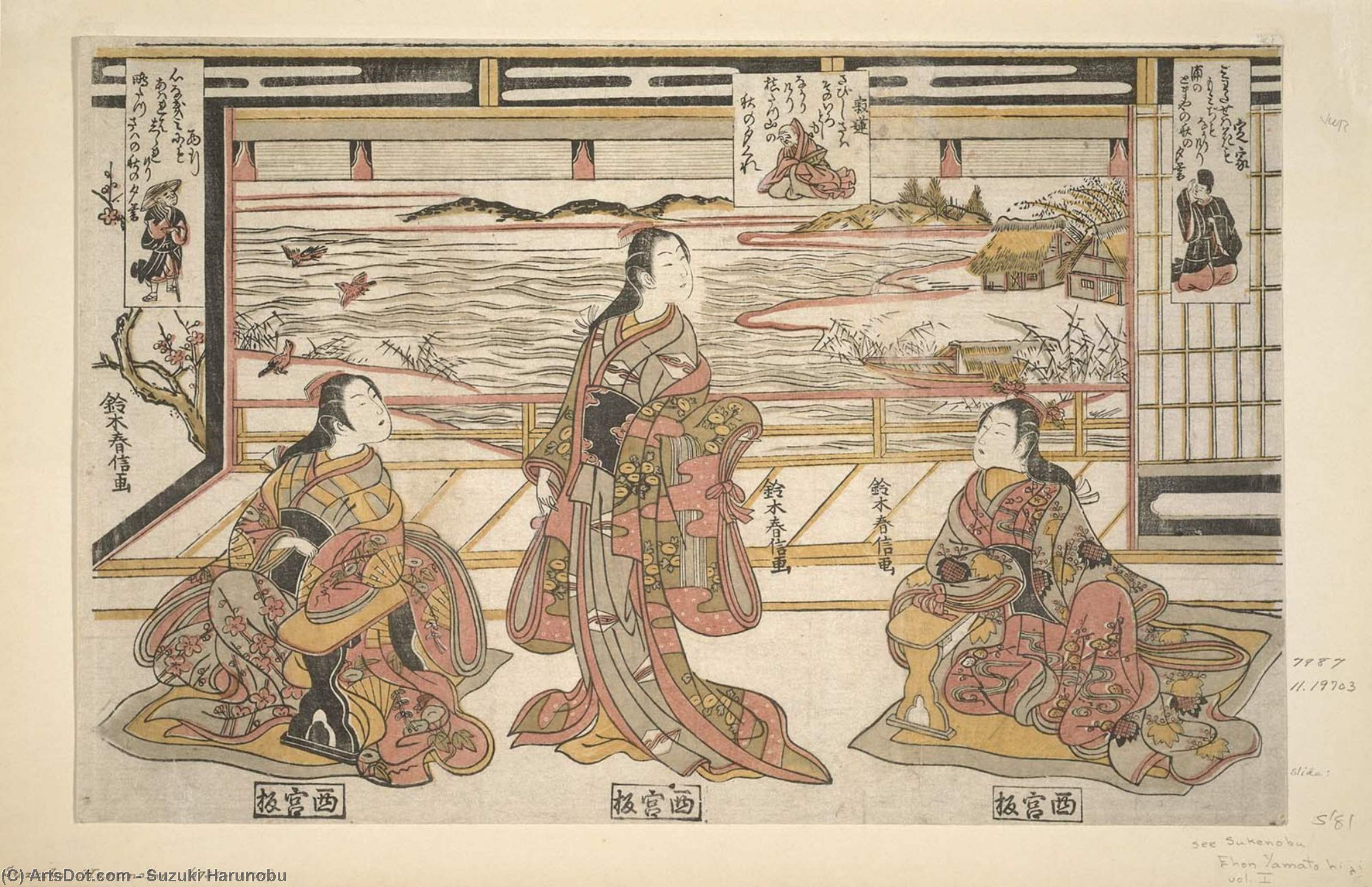 Teika, Jakuren, And Saigyô — Suzuki Harunobu