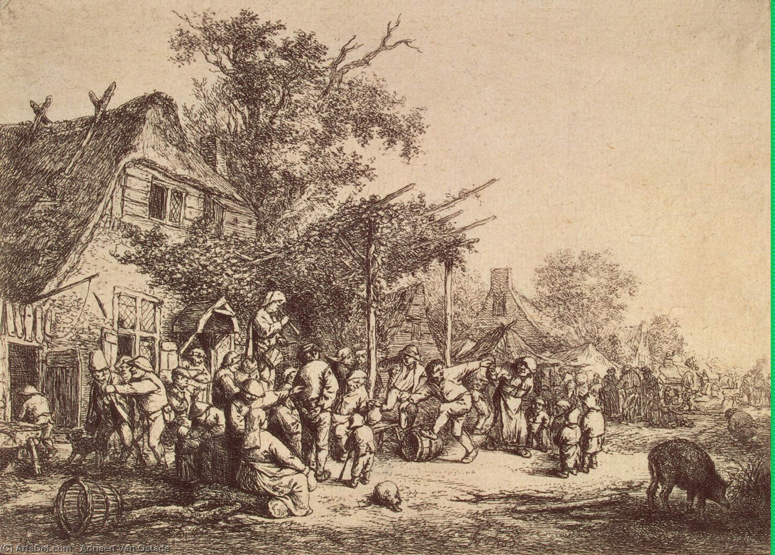Peasant Dance In Front Of A Tavern — Adriaen Van Ostade