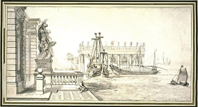 View Of A Port With A Facade And A Trophy Of Arms — Pierre Puget