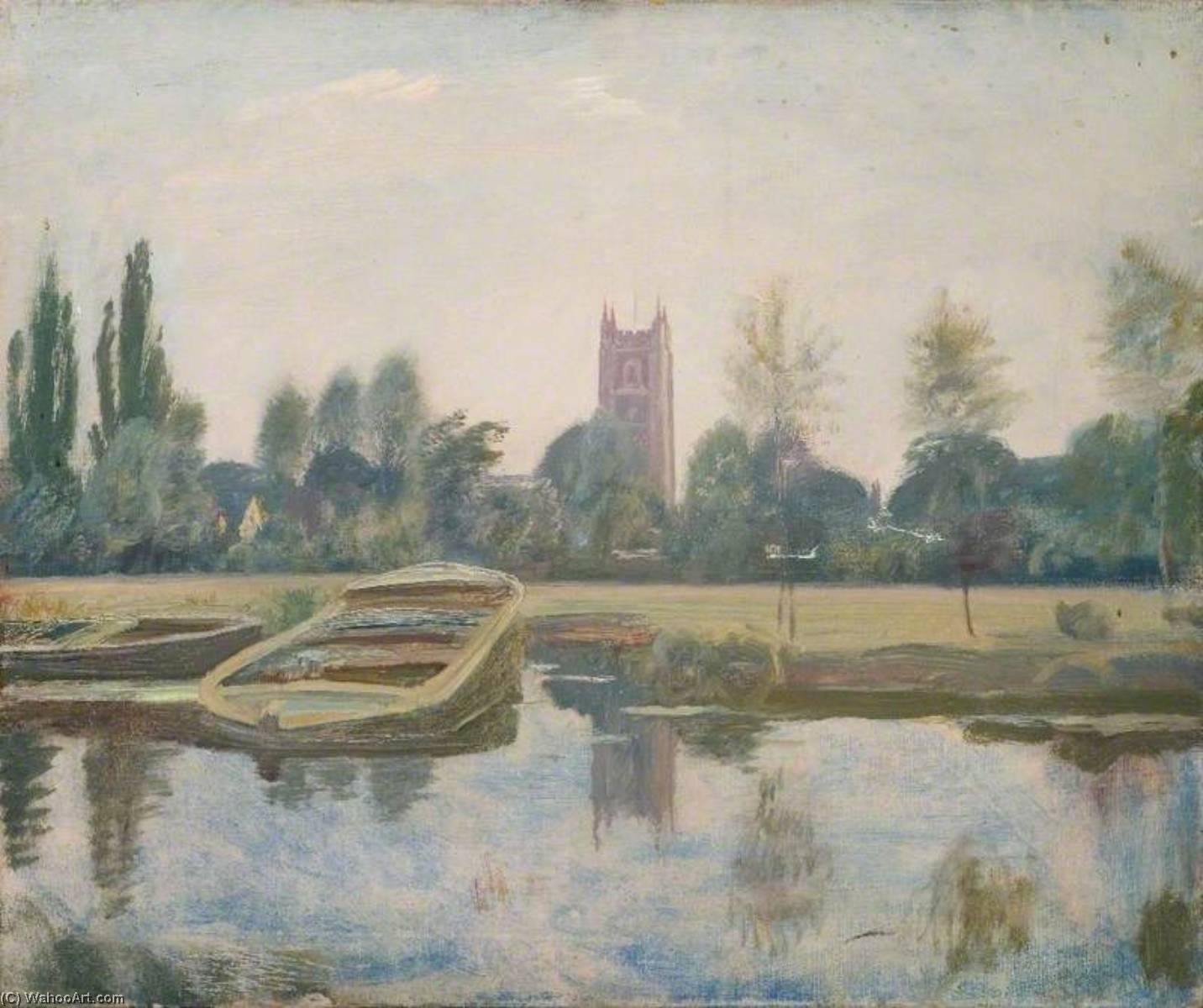 The Stour At Dedham With Barges — Sir Alfred James Munnings